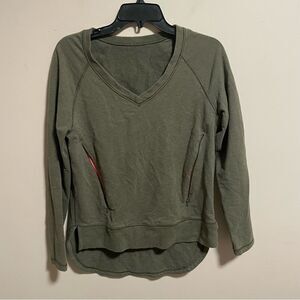 Lululemon After Asana Pullover Heathered Fatigue Green- Size 4